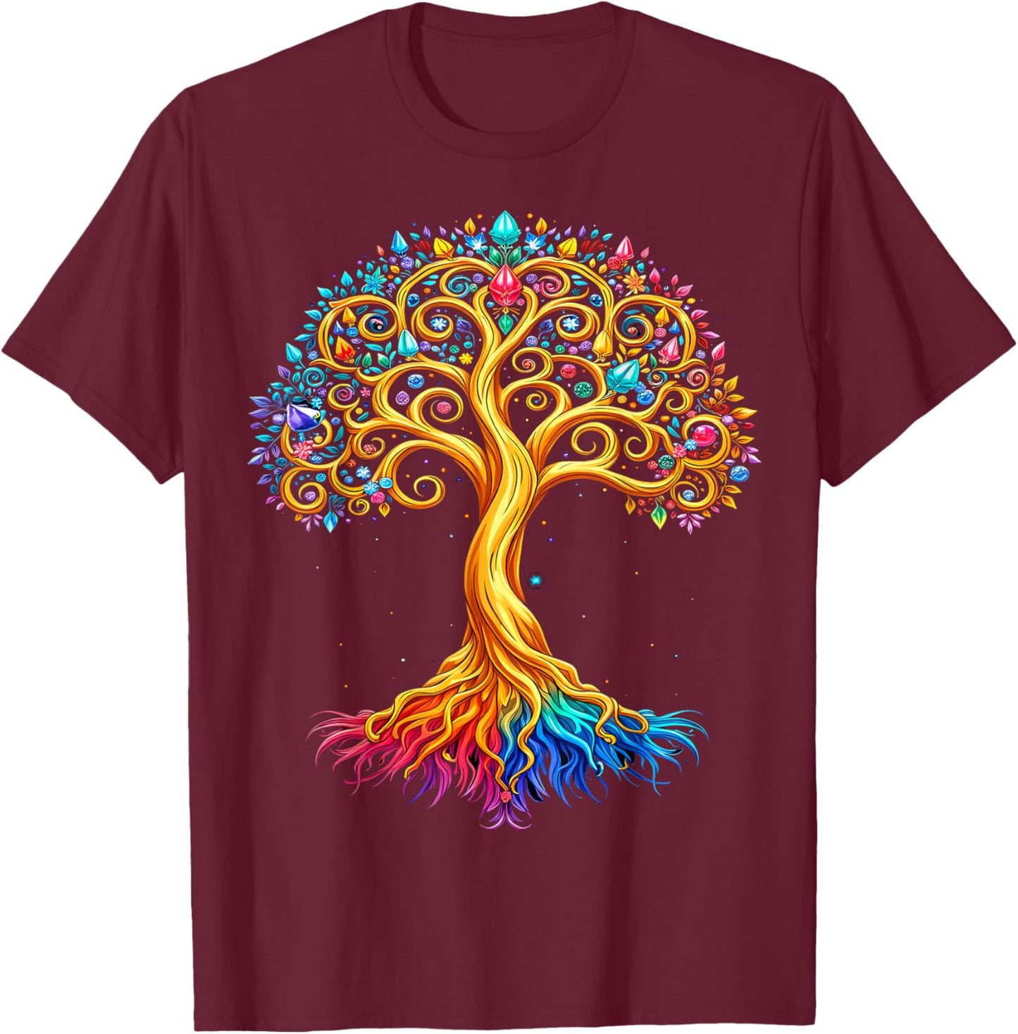 Buddha Meditation Tree T-Shirt - T-Shirt | Maroon