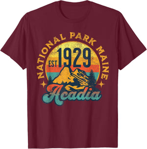 Acadia Maine Nature Mountains Hiking Outdoors Vintage T-Shirt - T-Shirt | Maroon