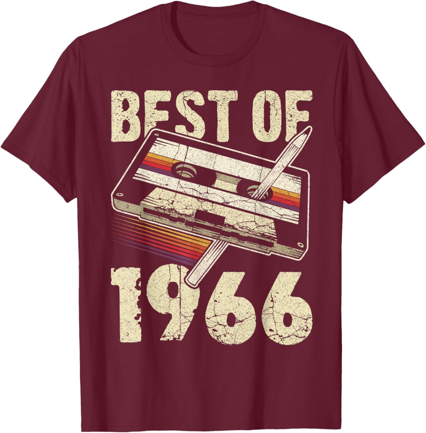 Best of 1966, Audio Kassette, 60. Geburtstag, 60 Jahre alt T-Shirt - T-Shirt | Maroon