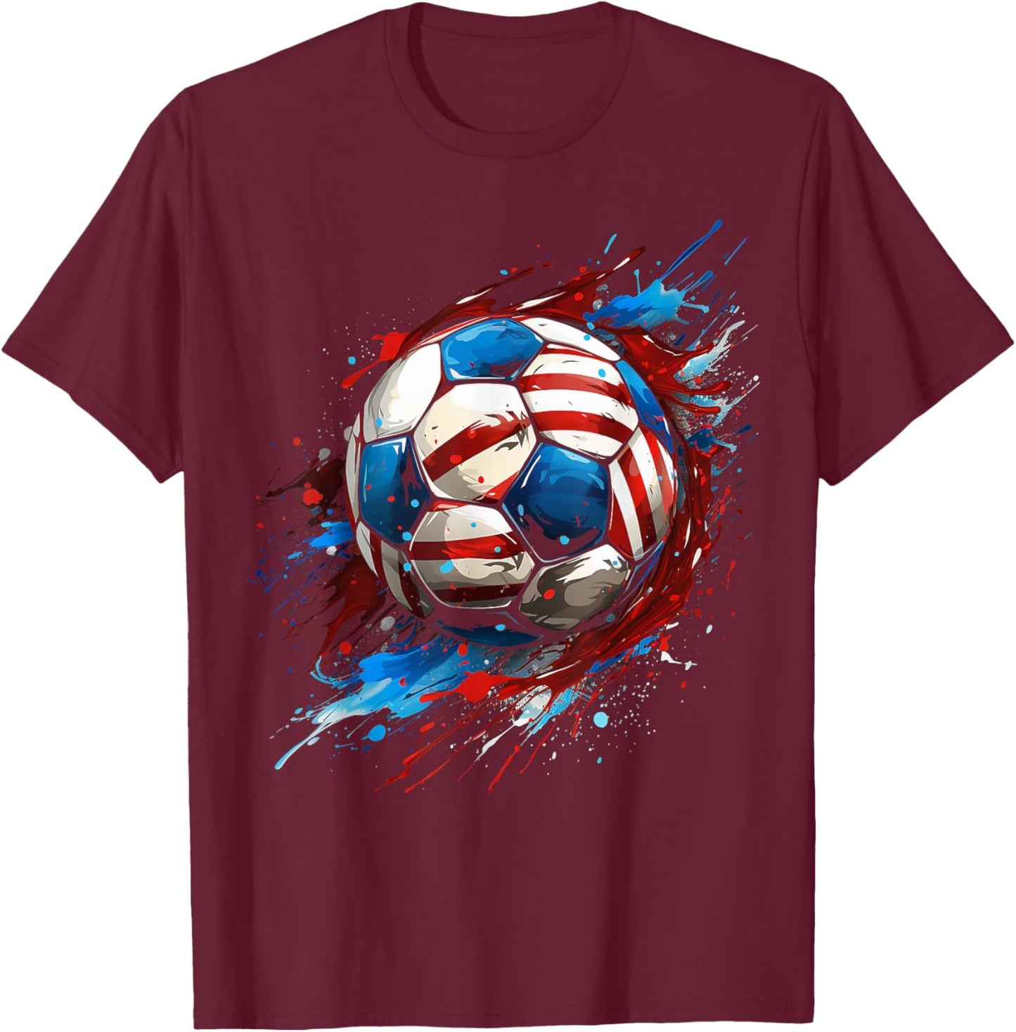 Soccer Football USA Flag Soccer Gift T-Shirt - T-Shirt | Maroon