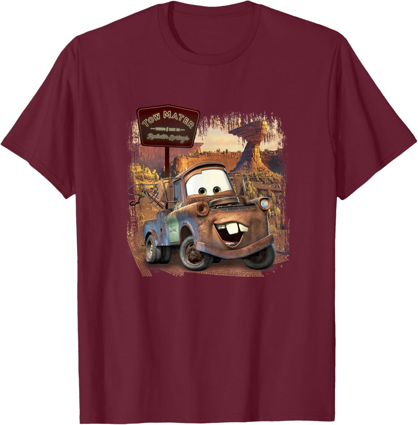 Disney Pixar Cars Tow Mater Welcome to Radiator Springs T-Shirt - T-Shirt | Maroon