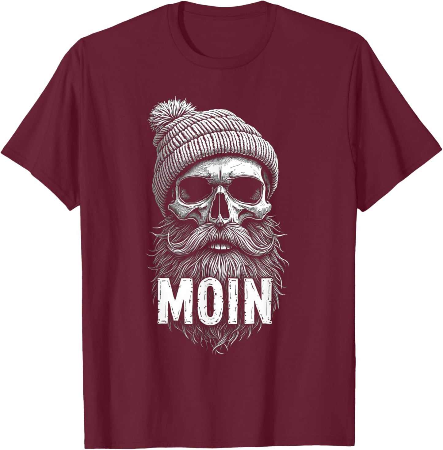 Totenkopf Mütze Bart T-Shirt - T-Shirt | Maroon