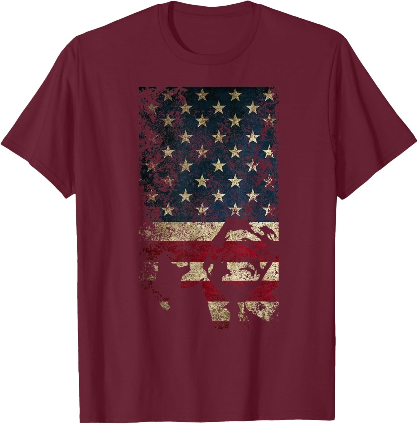 Trump American Flag Patriotic Jersey Politics USA T-Shirt - T-Shirt | Maroon