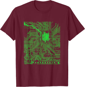 Computer Chip Motherboard CPU Heart Programmer Nerd T-Shirt - T-Shirt | Maroon