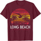 Long Beach California CA Vintage Beach Retro 80s 90s Sunset Women Kids T-Shirt - T-Shirt | Maroon