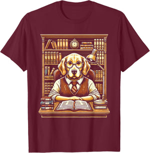 Dog Librarian Library Book Reading Books Bibliophile T-Shirt - T-Shirt | Maroon