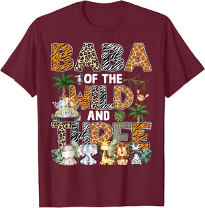 Baba Of The Wild Three Zoo 3Rd Birthday Safari Jungle T-Shirt - T-Shirt | Maroon