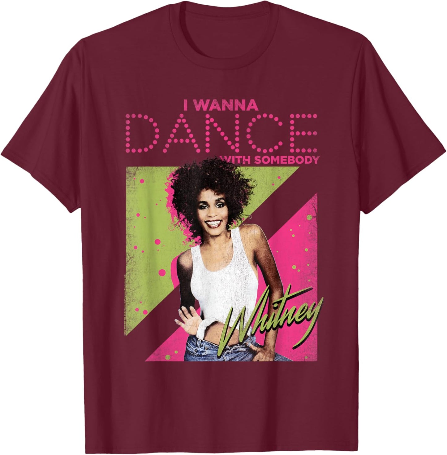 Whitney Houston I Wanna Dance Small T-Shirt - T-Shirt | Maroon