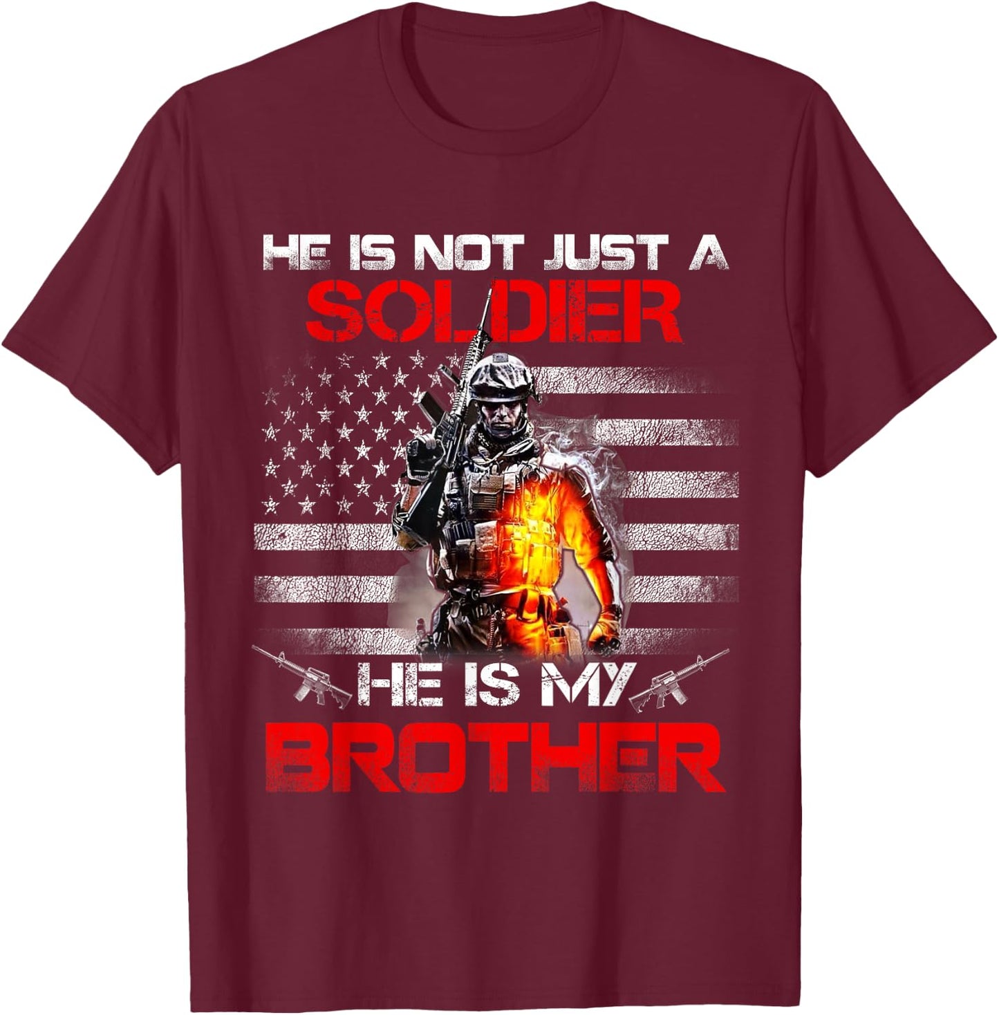 My Brother is A Soldier Proud Army Sister Gift T-Shirt - T-Shirt | Maroon