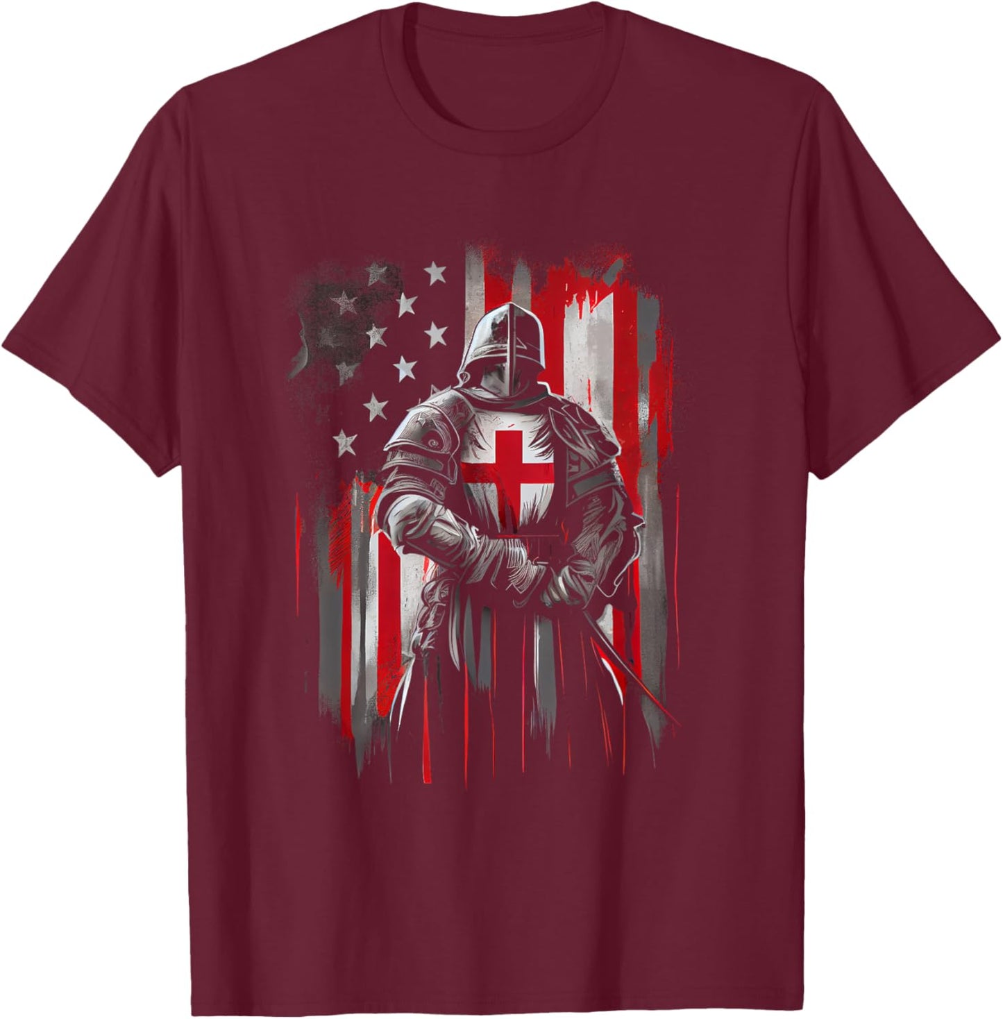 Knight Templar Christian Warrior Of God Crusader Gift T-Shirt - T-Shirt | Maroon