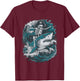 Skeleton Riding Shark T-Shirt - T-Shirt | Maroon