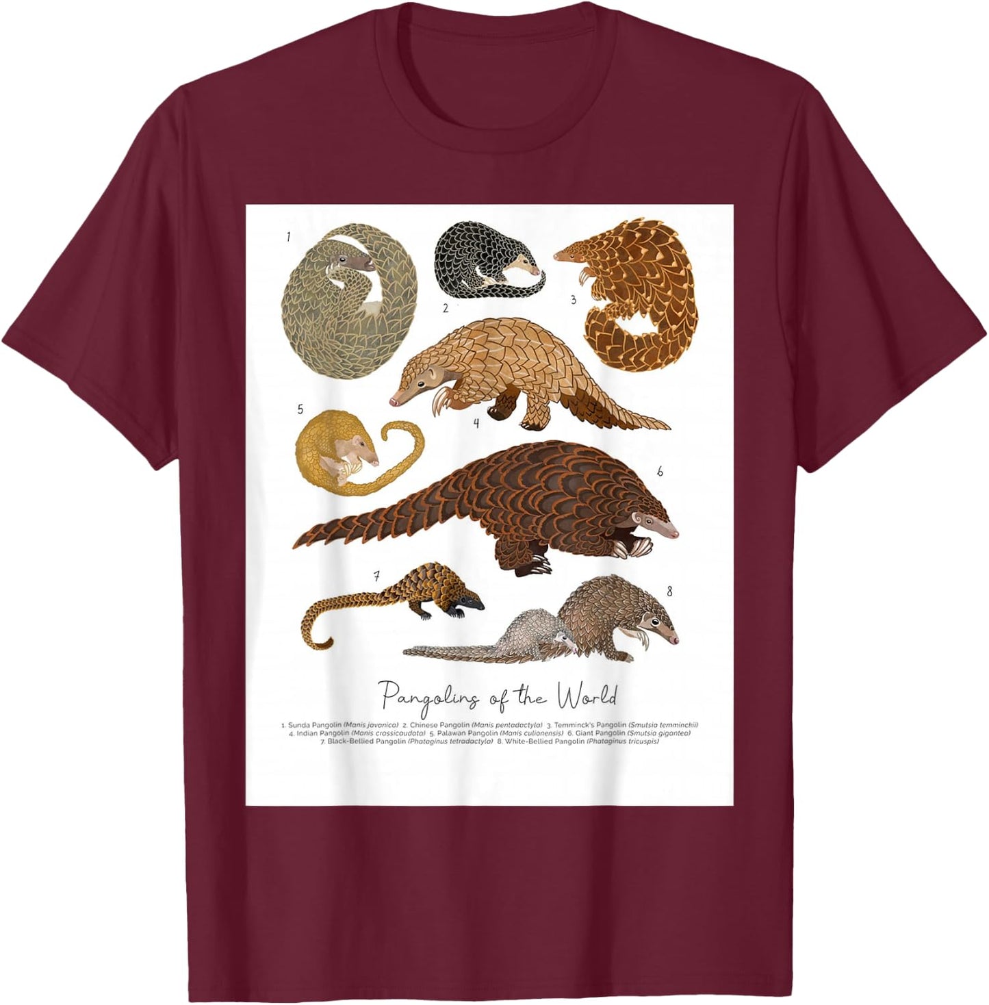Pangolins of the World, Loves Pangolins Gifts T-Shirt - T-Shirt | Maroon