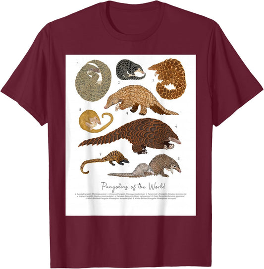 Pangolins of the World, Loves Pangolins Gifts T-Shirt - T-Shirt | Maroon