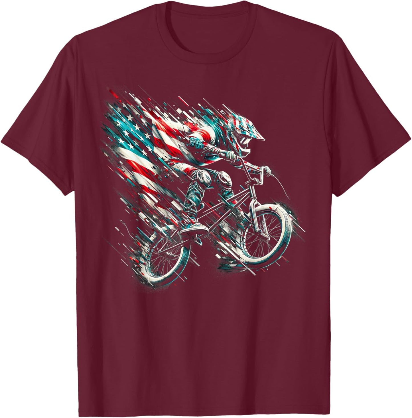 BMX American Flag USA - BMX Vintage Distressed BMX T-Shirt - T-Shirt | Maroon