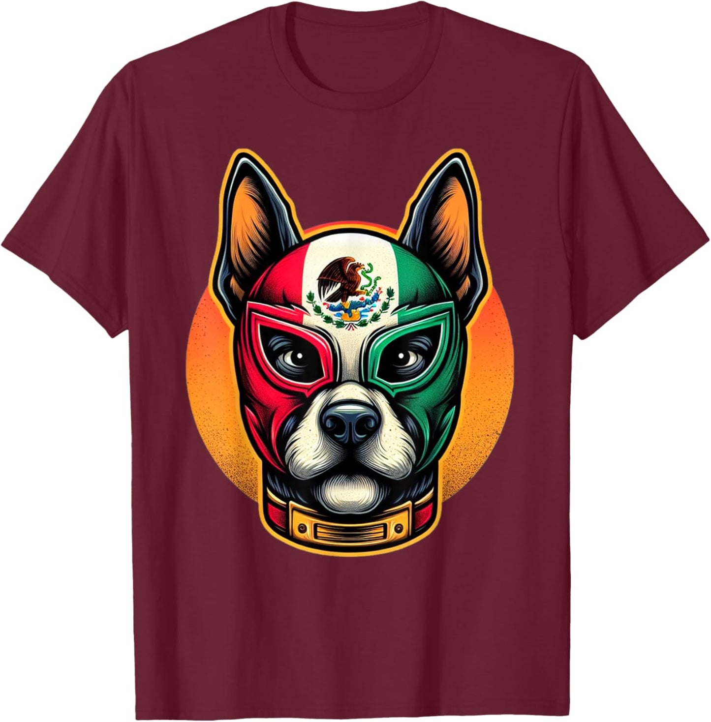 wrestler Luchador dog lucha libre perro Mask T-Shirt - T-Shirt | Maroon