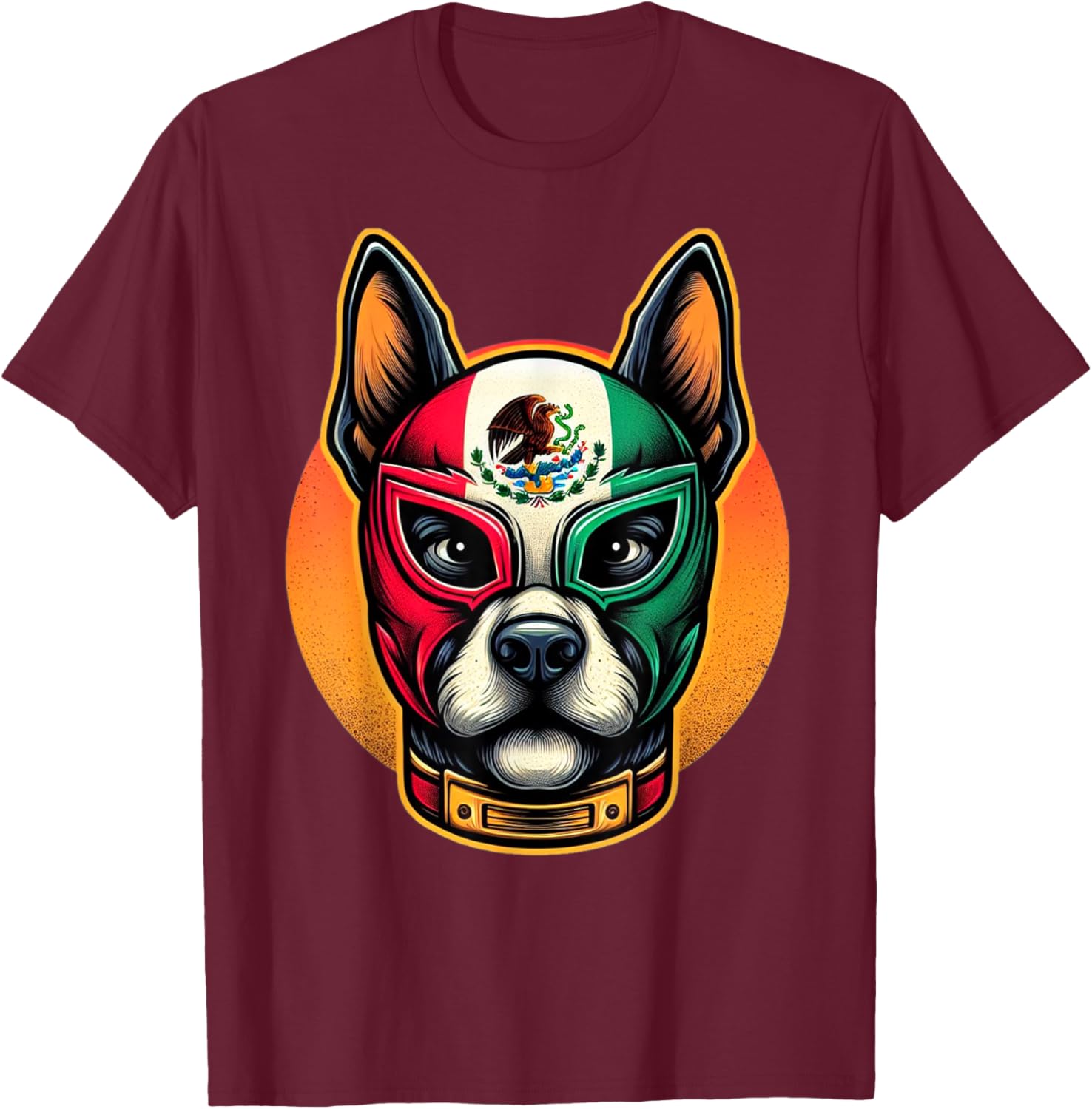wrestler Luchador dog lucha libre perro Mask T-Shirt - T-Shirt | Maroon