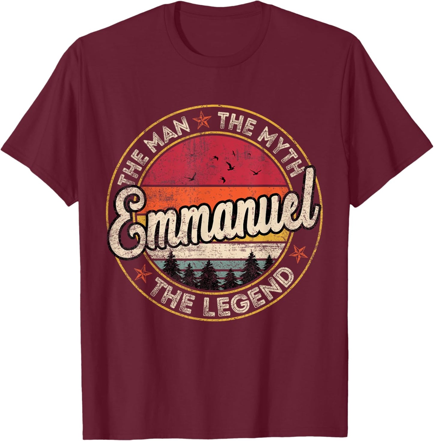 Emmanuel The Man The Myth The Legend Personalized Name T-Shirt - T-Shirt | Maroon