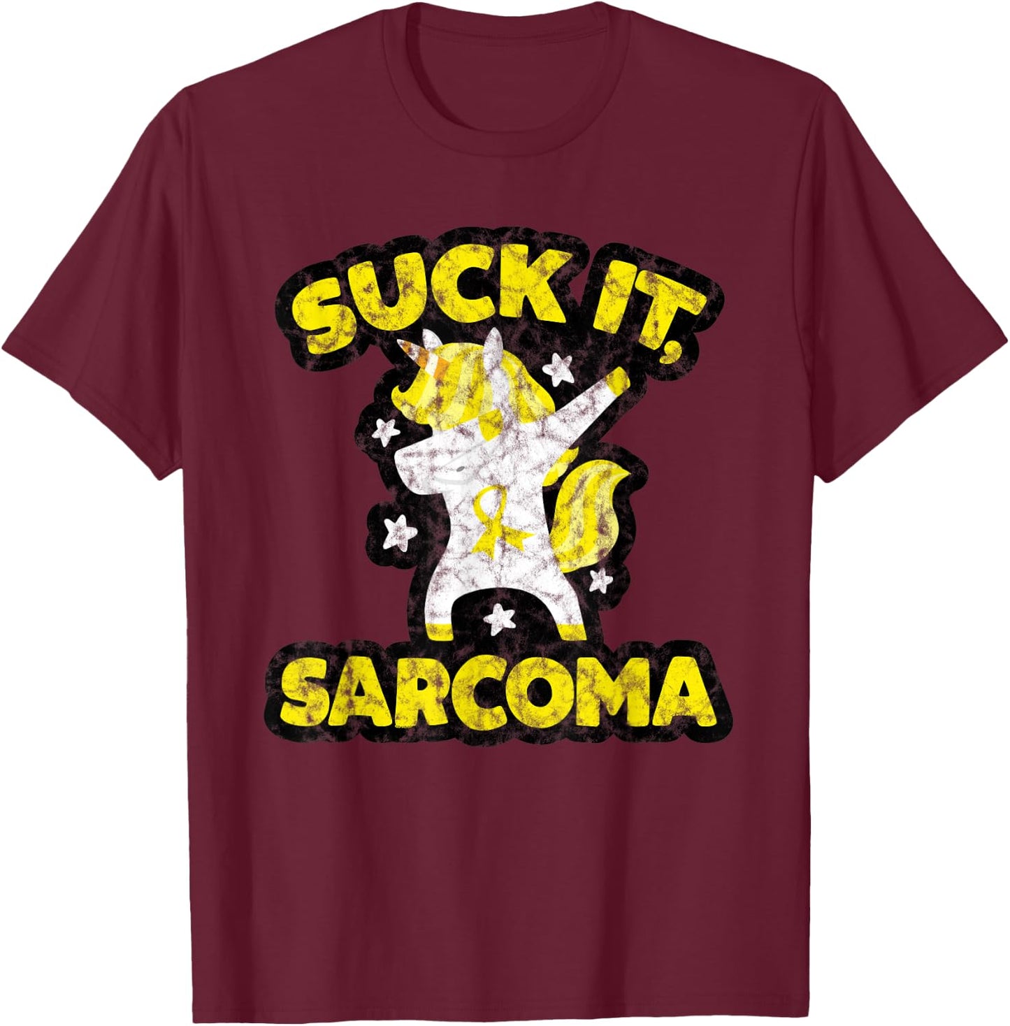 Suck It Sarcoma Cancer Fighter Survivor Quote Funny Unicorn T-Shirt - T-Shirt | Maroon