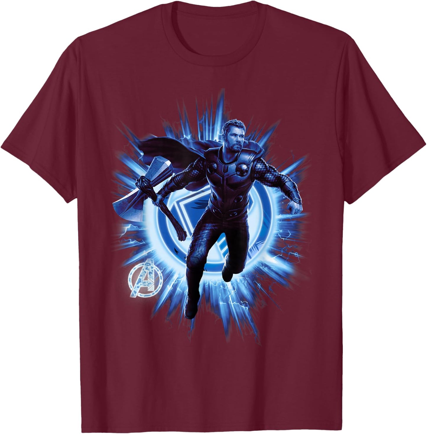 Marvel Avengers Endgame Thor Blast Poster Graphic T-Shirt - T-Shirt | Maroon