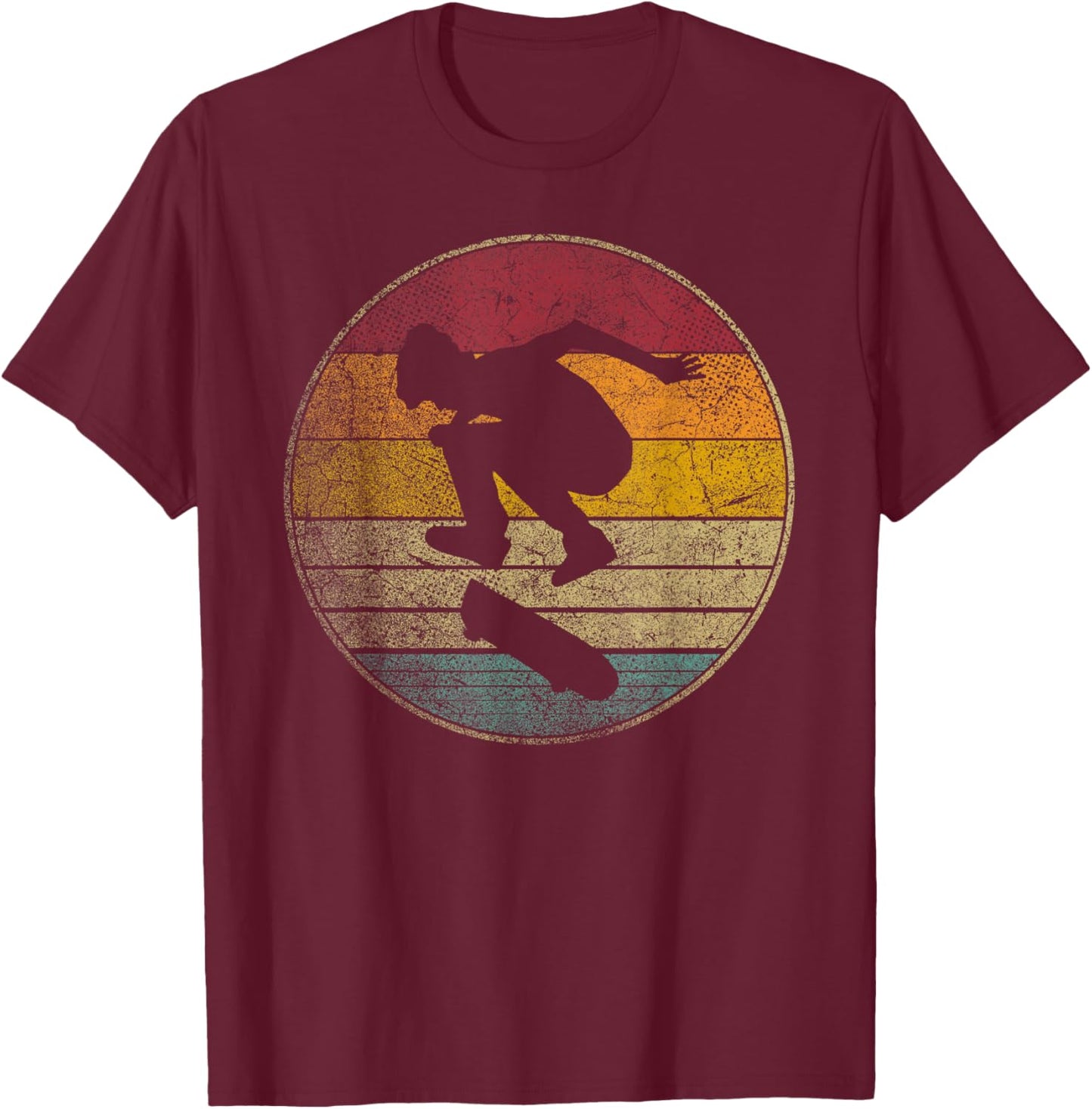 Skateboard Skater Skating Vintage Distressed Retro Boys Kids T-Shirt - T-Shirt | Maroon