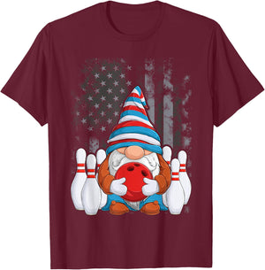 Bowling Gnome Bowling Gnomes Funny Gnome Bowling T-Shirt - T-Shirt | Maroon