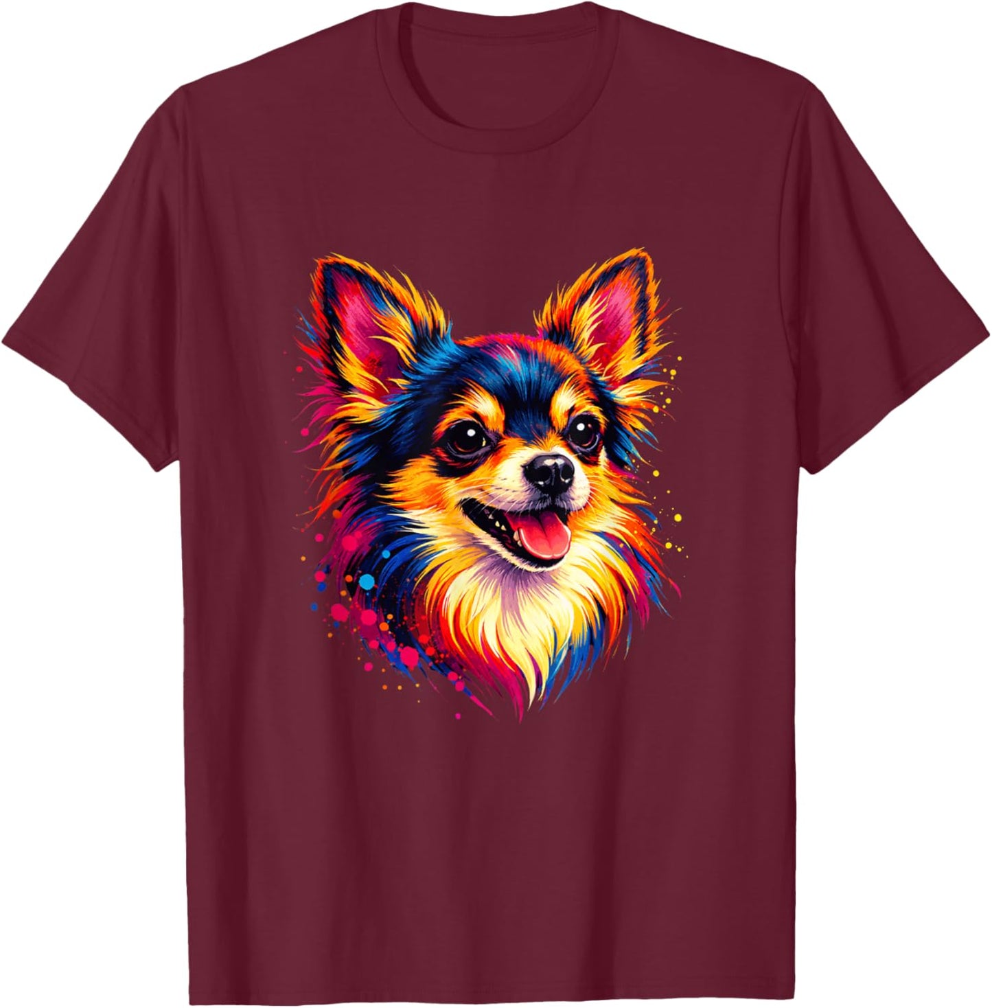 Pop Art Chihuahua Lovers Design Damen Chihuahua T-Shirt - T-Shirt | Maroon