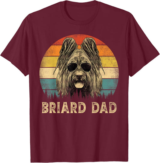 Vintage Briard Dad Dog Lovers Father's Day Men Women T-Shirt - T-Shirt | Maroon