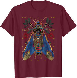 Cicadas Flowers Insects Beetle Vintage Tattoo Entomology T-Shirt - T-Shirt | Maroon