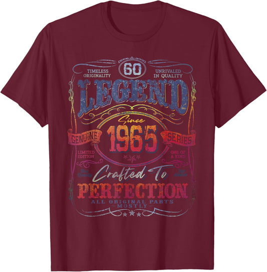 Vintage 1965 Limited Edition Shirt 60 year old 60th Birthday T-Shirt - T-Shirt | Maroon