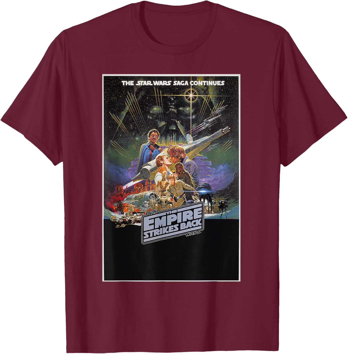 Star Wars The Empire Strikes Back Retro Movie Poster T-Shirt - T-Shirt | Maroon