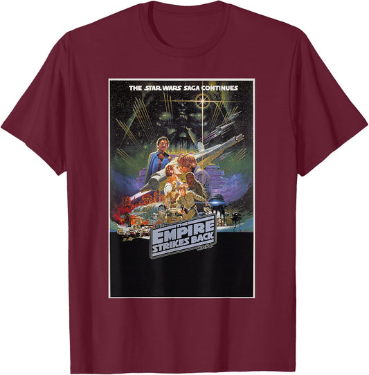 Star Wars The Empire Strikes Back Retro Movie Poster T-Shirt - T-Shirt | Maroon