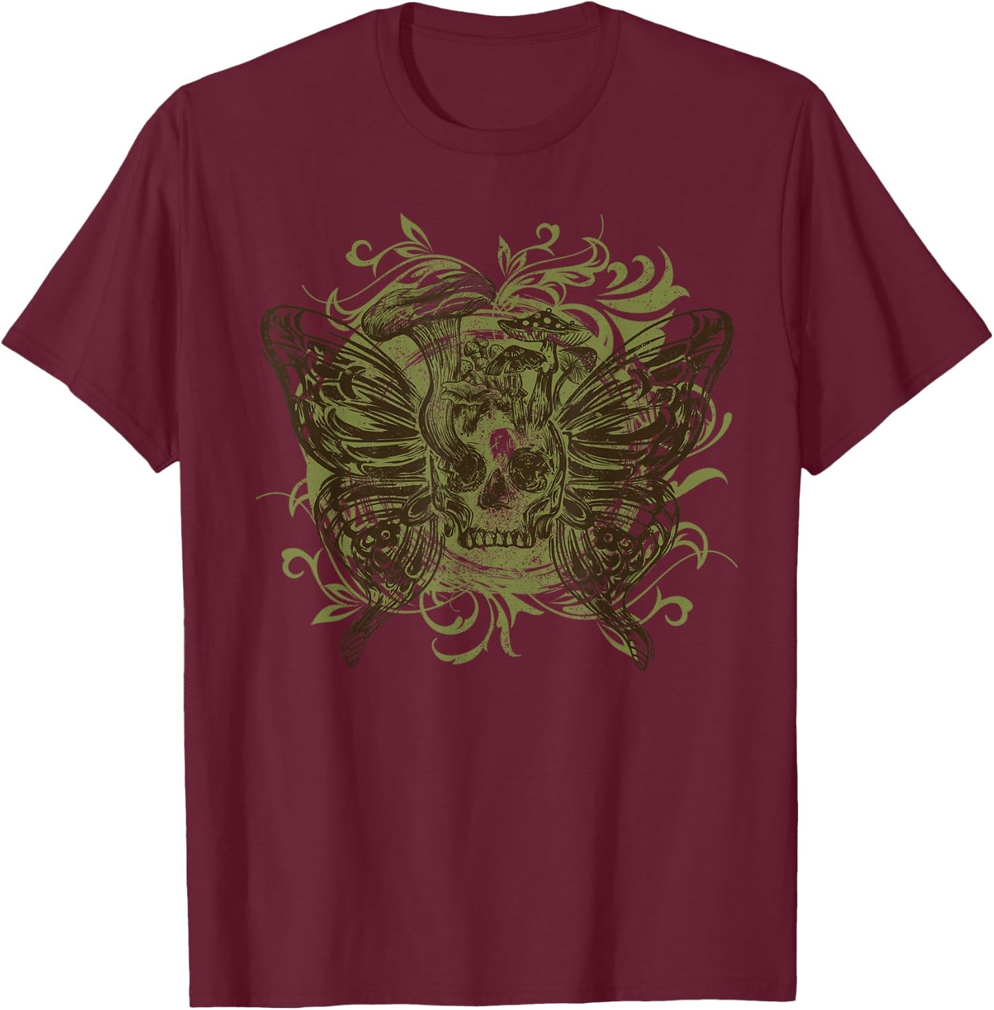 Fairy Grunge Fairycore Aesthetic Skeleton Butterfly Wings T-Shirt - T-Shirt | Maroon