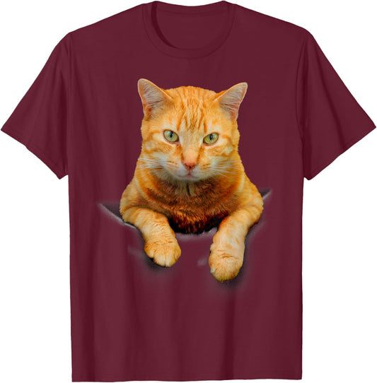 Cat Animals Creative Cat Motif Bag Cat T-Shirt - T-Shirt | Maroon