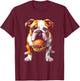Bulldog Eats Hamburger - Funny Burger Dog Lover T-Shirt - T-Shirt | Maroon