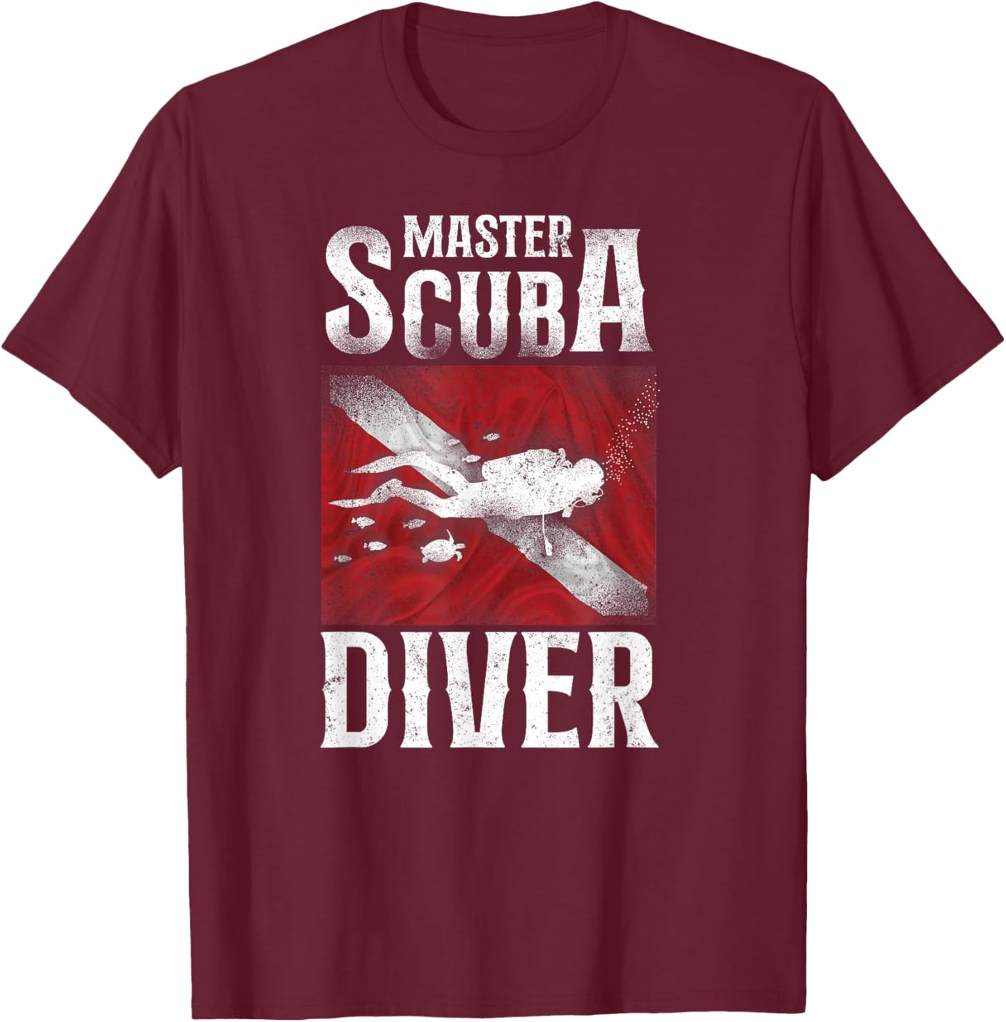 Diving Master Scuba Diver Down T-Shirt - T-Shirt | Maroon