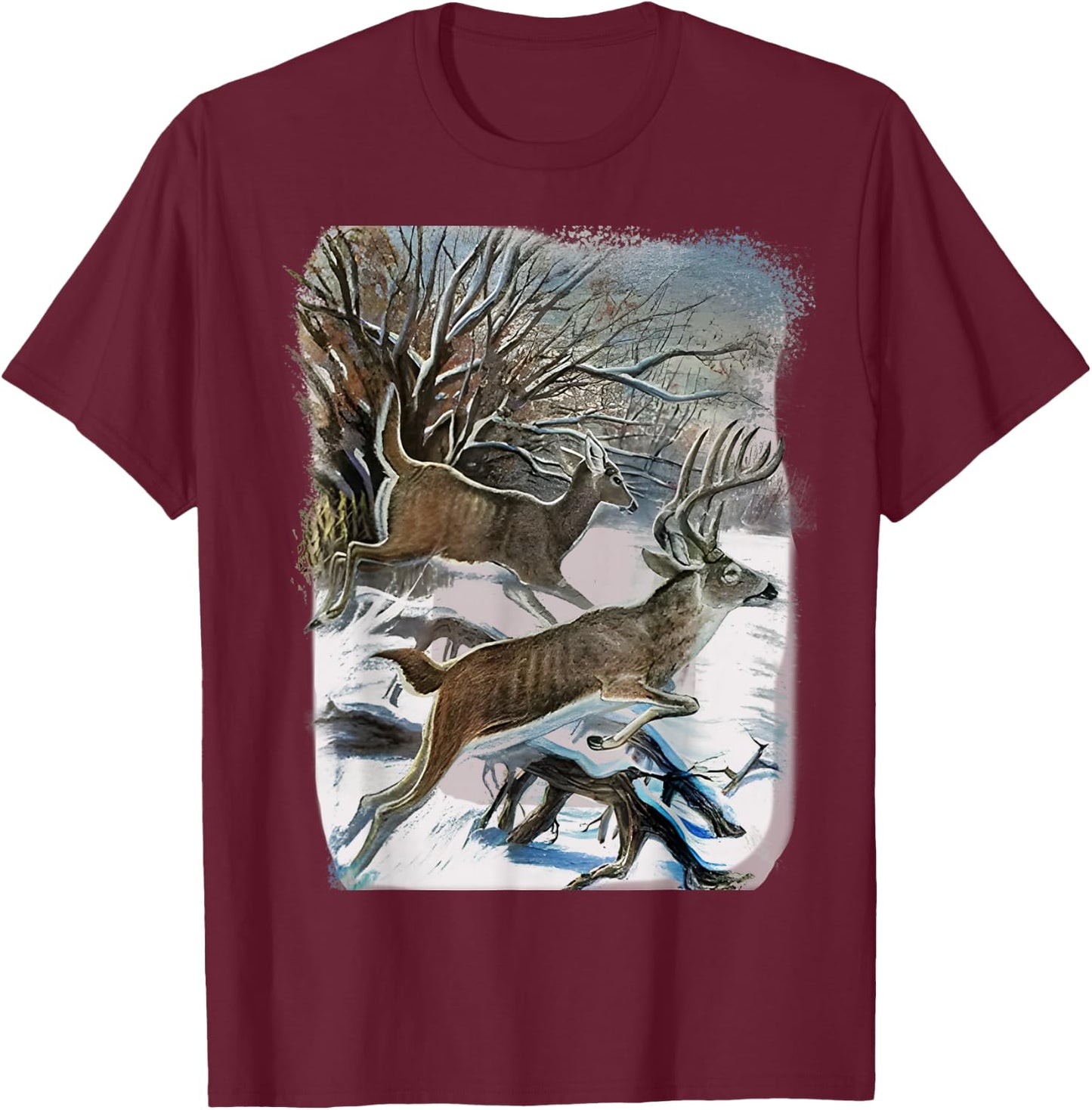 Vintage 90s Whitetail Deer T-Shirt - T-Shirt | Maroon
