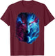 Random Galaxy, Light Dark Wolves, Ice Fire, Wolf T-Shirt - T-Shirt | Maroon