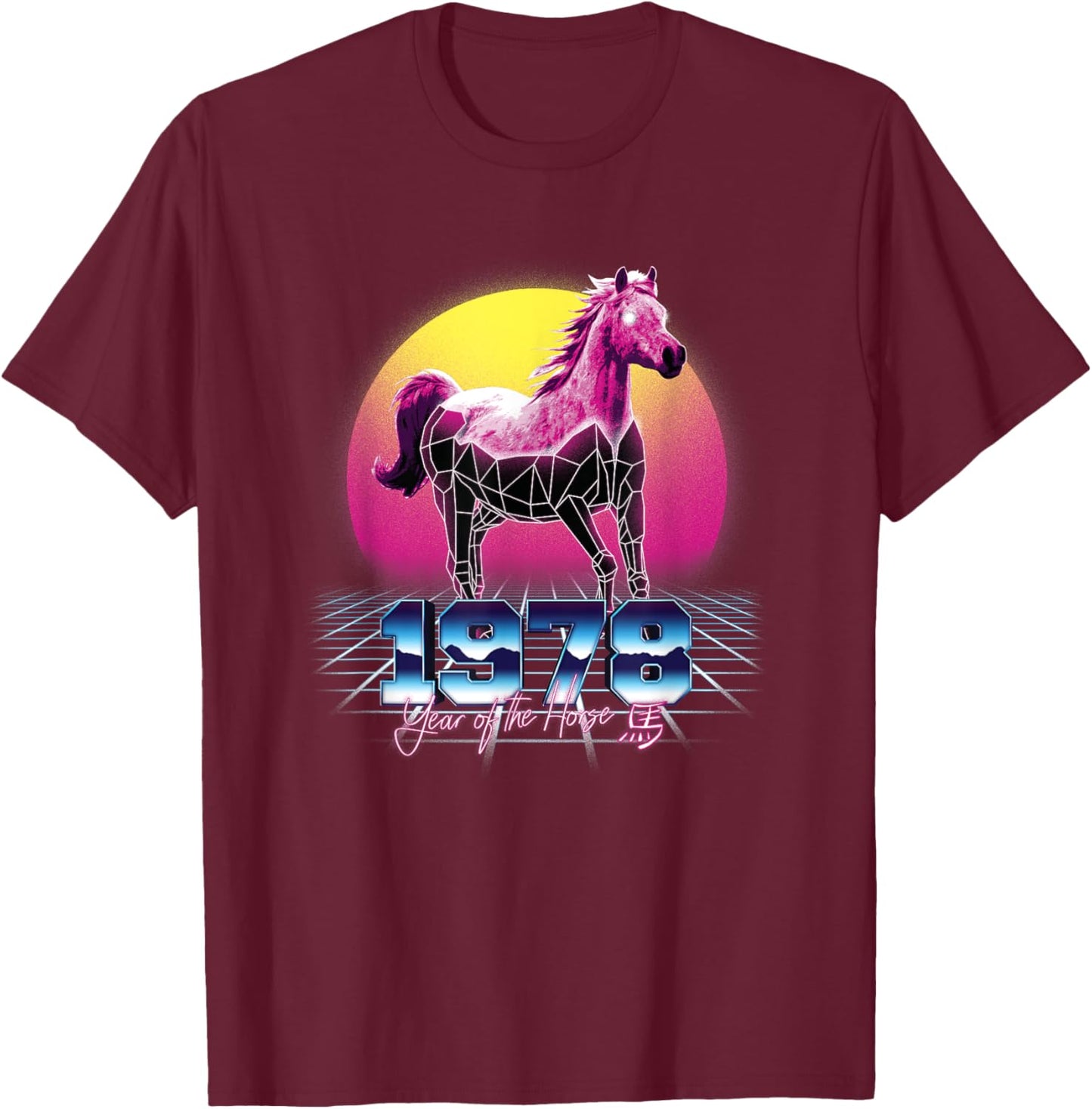 1978 Year Of The Horse Chinese Zodiac Vaporwave T-Shirt - T-Shirt | Maroon