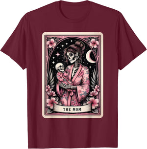 The Mom Tarot Card Skeleton Mama Coffee Happy Mother's Day T-Shirt - T-Shirt | Maroon