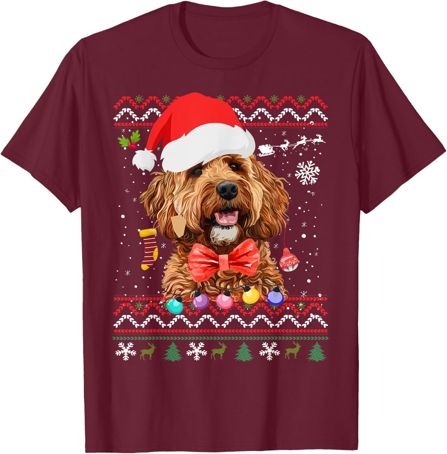 Cavapoo Christmas Outfit Idea & Christmas Cavapoo T-Shirt - T-Shirt | Maroon