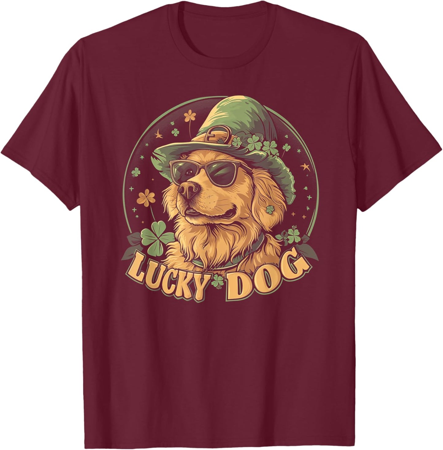 Golden Retriever Dog - St. Patrick's Day Saint Paddy's Irish Men Women Kids T-Shirt - T-Shirt | Maroon
