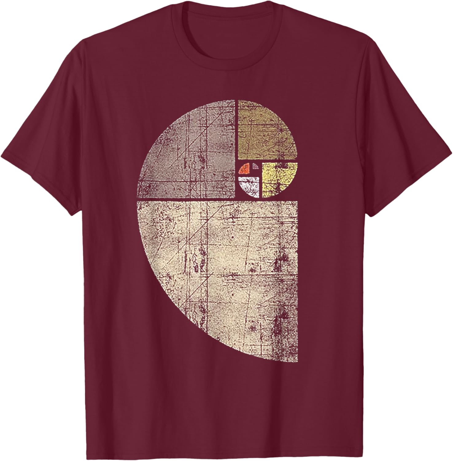 Distressed Fibonacci Spiral T-Shirt - T-Shirt | Maroon