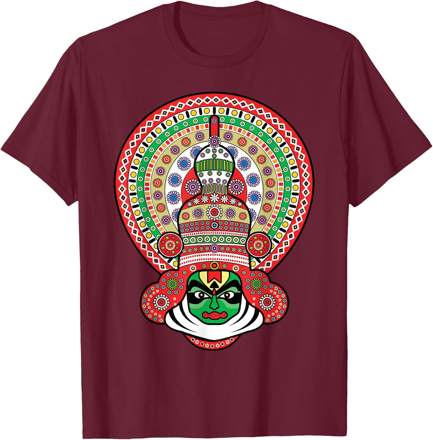 Kathakali, Indian Traditional, Cultural Dance T-Shirt - T-Shirt | Maroon