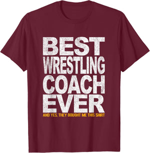Best Wrestling Coach Scholastic Wrestling Folkstyle Retro T-Shirt - T-Shirt | Maroon