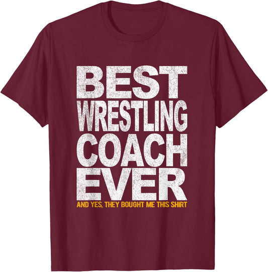 Best Wrestling Coach Scholastic Wrestling Folkstyle Retro T-Shirt - T-Shirt | Maroon