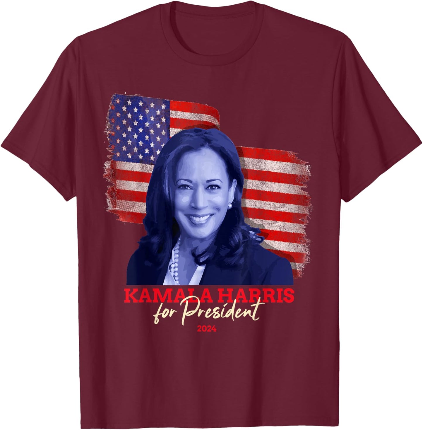 Kamala Harris for President 2024 Madam Vice President T-Shirt - T-Shirt | Maroon