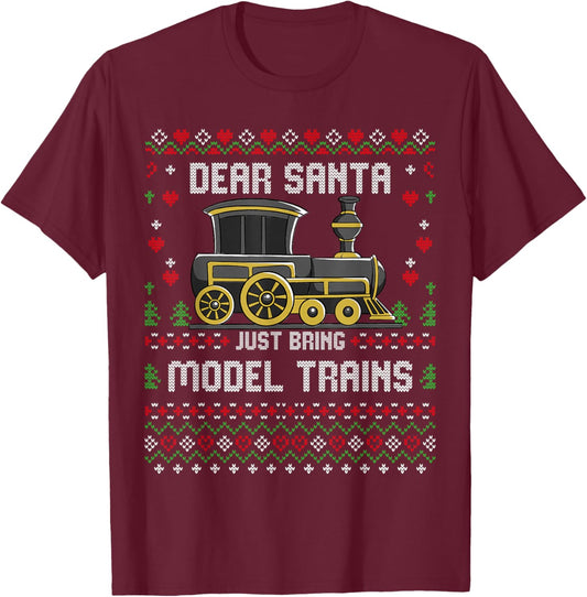 Steam Model Trains Collector Christmas Ugly Xmas Sweater T-Shirt - T-Shirt | Maroon