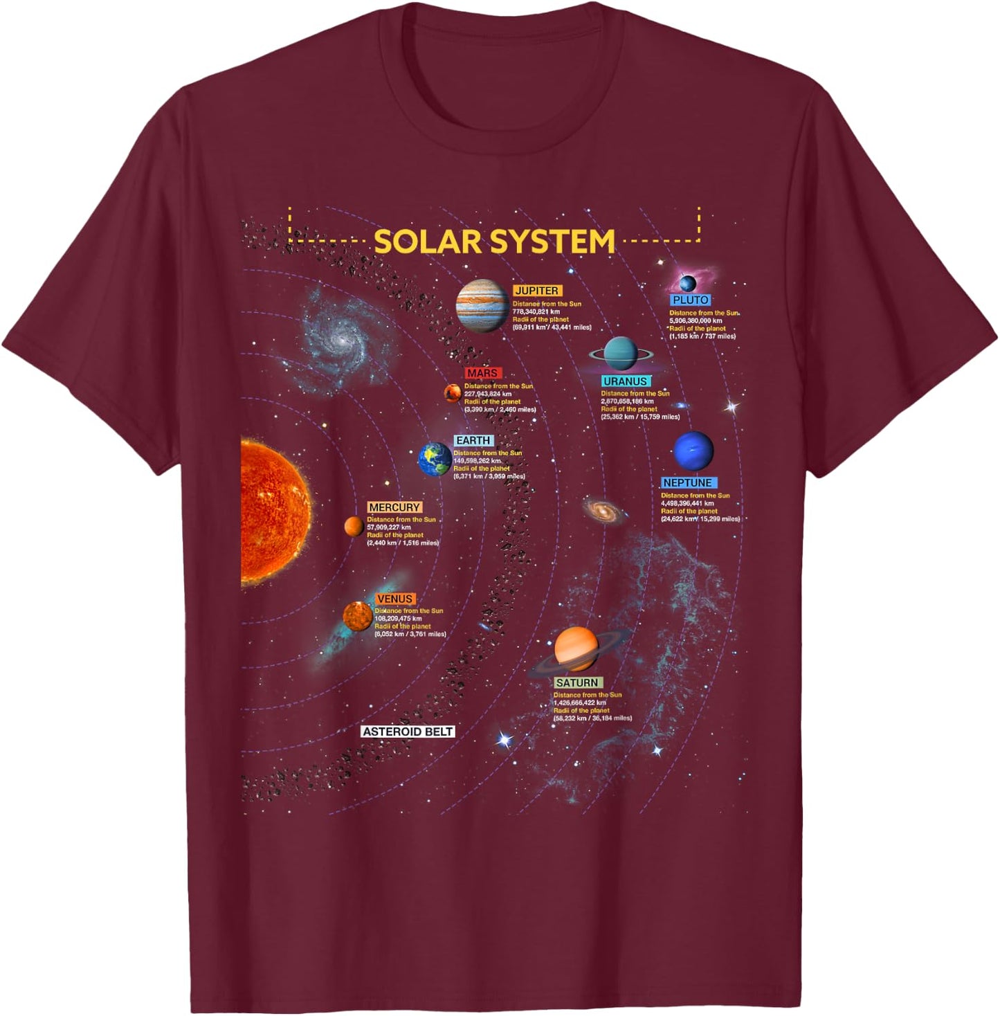 Solar System T Shirt - Perfect Space Enthusiasts Gift T-Shirt - T-Shirt | Maroon