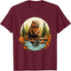 Beaver Wildlife Nature Animal Lover Artwork Forest Motif T-Shirt - T-Shirt | Maroon