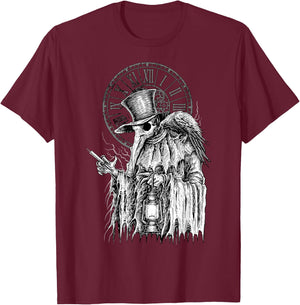 Plague Doctor Death Virus with Raven T-Shirt - T-Shirt | Maroon